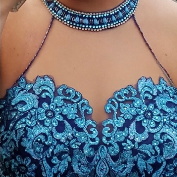 Navy and light blue formal dress - Picture 3 of 4